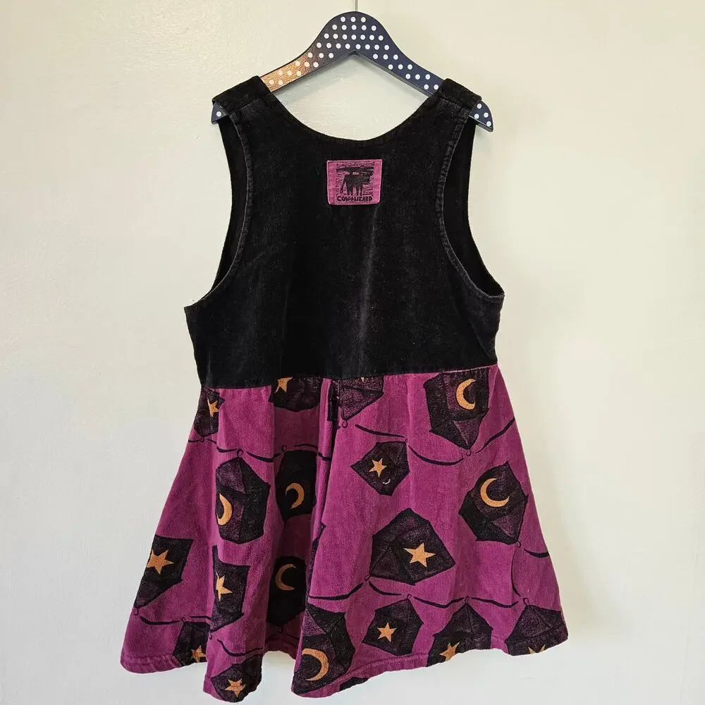 Cow+Lizard Corduroy Jumper Dress Girls 10/12/14? Black‎ Purple Halloween Motif